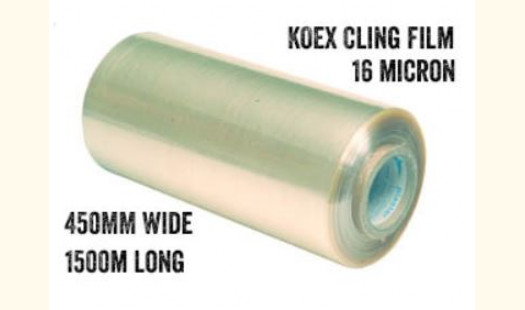 Koex 2 layer Cling Film 450mm Wide 1500m Long 16 Micron